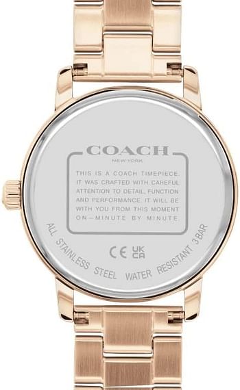 COACH 14504064 Pale Rose Gold Multi Color Glitz Dial Pale Rose Gold Stainless Steel Ladies Bracelet 36mm Grand Watch, Pale Rose Gold