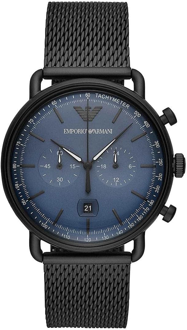 Emporio Armani Herrenuhr Chronograph Edelstahluhr 43 mm Gehäusegröße