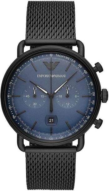 Emporio Armani Herrenuhr Chronograph Edelstahluhr 43 mm Gehäusegröße