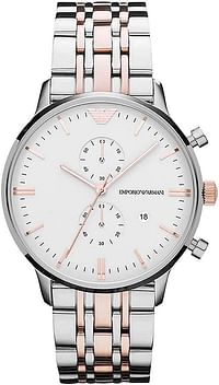 Emporio Armani Men's Chronograph, Silver Stainless Steel Watch, 43mm case size AR0399