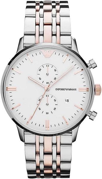 Emporio Armani Men's Chronograph, Silver Stainless Steel Watch, 43mm case size AR0399