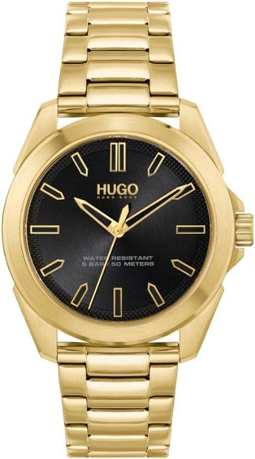 HUGO #Adventure Men's Quartz Stainless Steel and Link Bracelet Watch, Color: Gold (Model: 1530229)