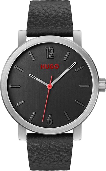 Hugo Boss Men's Black Dial Black Leather Watch - 1530115