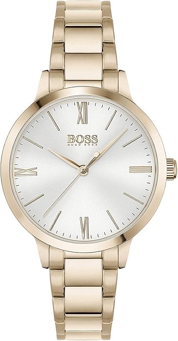 BOSS Women's Analog Quartz Watch with Stainless Steel Strap 1502582 Silver White, bracelet