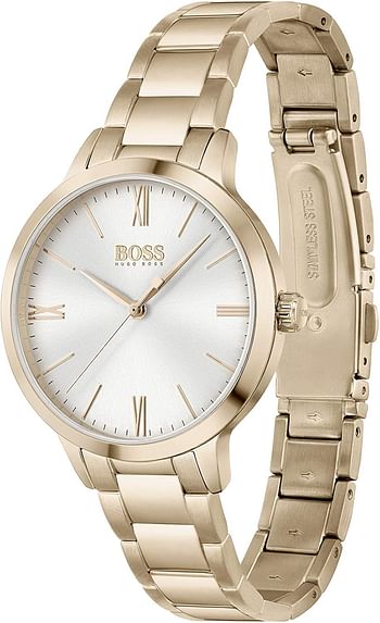 BOSS Women's Analog Quartz Watch with Stainless Steel Strap 1502582 Silver White, bracelet