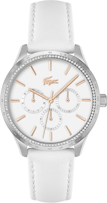 Lacoste Providence Women's Quartz 2001291 Stainless Steel Case and Leather Strap Watch Color: White