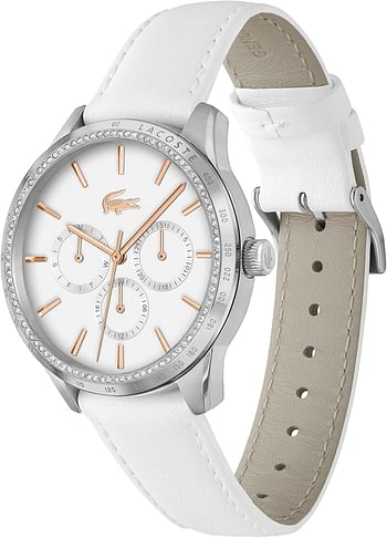 Lacoste Providence Women's Quartz 2001291 Stainless Steel Case and Leather Strap Watch Color: White