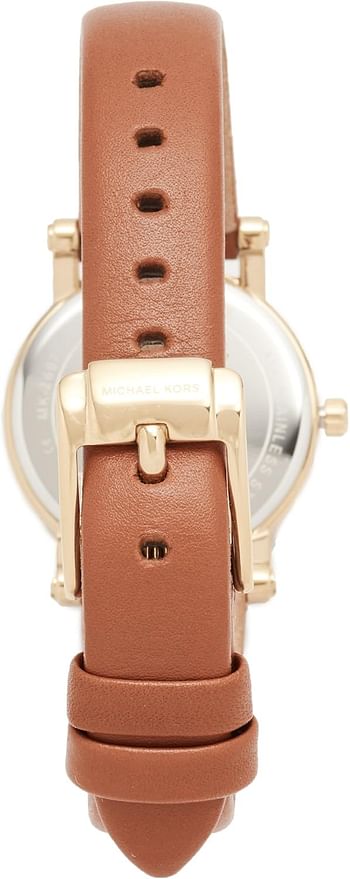 Michael Kors Petite Norie Women's Gold Dial Leather Band Watch - MK2697