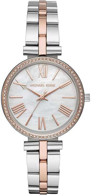 Michael Kors Women's Pearl Dial Stainless Steel Band Quartz Analog Watch, Silver