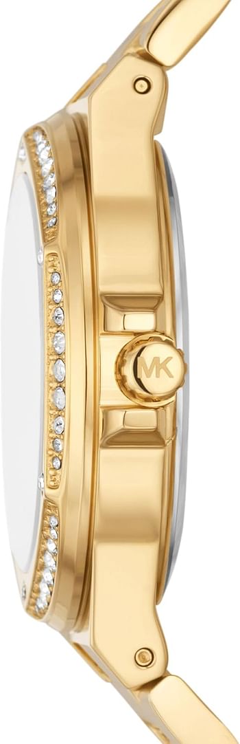 Michael Kors Watch for Women Lennox Three-Hand, Stainless Steel Watch with a stainless steel strap, 33mm case size, Gold Tone and Glitter, 37MM, bracelet