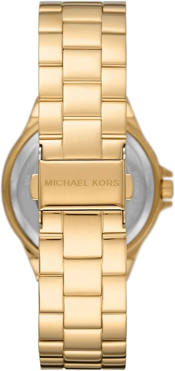 Michael Kors Watch for Women Lennox Three-Hand, Stainless Steel Watch with a stainless steel strap, 33mm case size, Gold Tone and Glitter, 37MM, bracelet