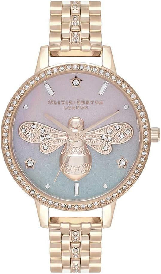 Olivia Burton SPARKLE BEE WOMEN's PINK & SAGE MOP & STONE & BEE DIAL WATCH