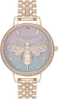 Olivia Burton SPARKLE BEE WOMEN's PINK & SAGE MOP & STONE & BEE DIAL WATCH