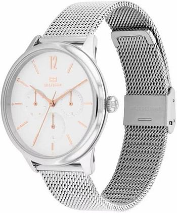 Tommy Hilfiger Women's Multifunction Stainless Steel and Mesh Bracelet Watch 38 mm - Silver