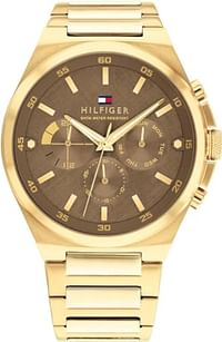 Tommy Hilfiger Men's Khaki Dial Ionic Plated Thin Gold Steel Watch - 1792090