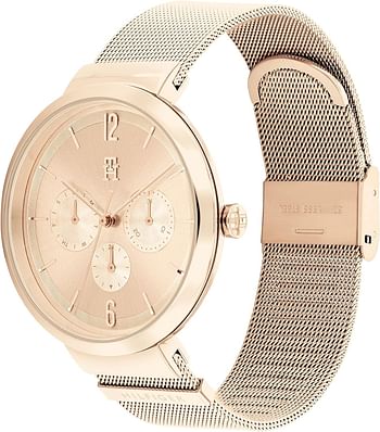 Tommy Hilfiger Women's Ionic Plated Carnation Gold Steel Case and Mesh Bracelet Watch 40 mm