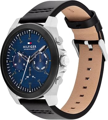 Tommy Hilfiger LANCE Men's Watch, Analog 46 mm - Black , Blue