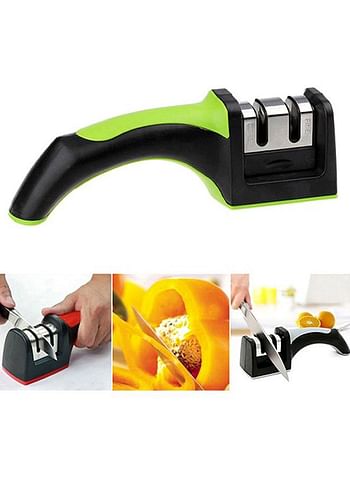 2-Slot Knife Sharpener Black/Green/Silver 20.5x7x6cm