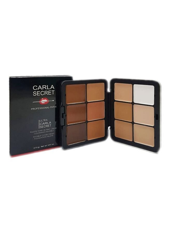 CARLA SECRET 12-Shade Classic Invisible Colour Cream Foundation Palette Brown/Beige/White