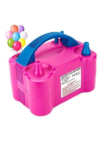 Portable Dual Nozzle Electric Air Balloon Pump Pink/Blue