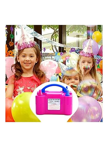 Portable Dual Nozzle Electric Air Balloon Pump Pink/Blue