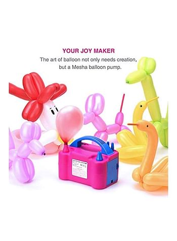 Portable Dual Nozzle Electric Air Balloon Pump Pink/Blue