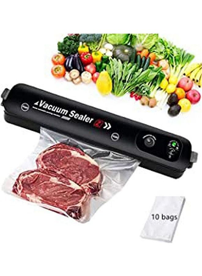 Vacuum Sealer Household Automatic Packing Food Preservation Vacuum Air Sealer With 10 Bags Black