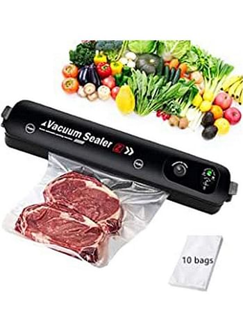 Vacuum Sealer Household Automatic Packing Food Preservation Vacuum Air Sealer With 10 Bags Black