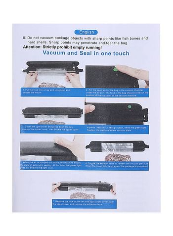 A C100-240 V 90W Full- Automatic Electric Vacuum Film Sealer with 10 Pocket Bag Black 37.50 x 7.00 x 8.50cm