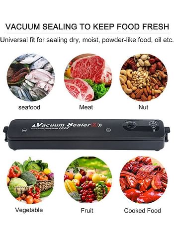 One-Touch Automatic Vacuum Sealing Machine With Sealing Bags Food Saver Black 37.30*7.00*8.50cm