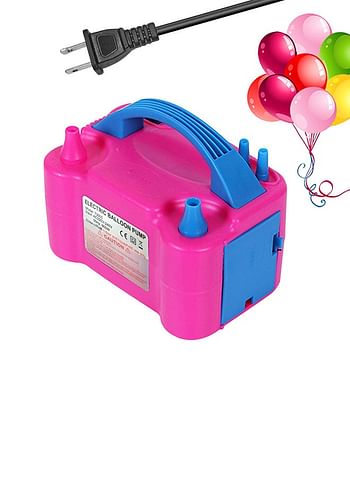 500 W Portable Electric Air Blower Balloon Inflator Pump Fast Inflatable Tool Pink/Blue