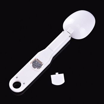 Generic 500g/0.1g Energy Saving Large Screen Display Portable Electronic Food Spoon Scale White