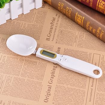 Generic 500g/0.1g Energy Saving Large Screen Display Portable Electronic Food Spoon Scale White