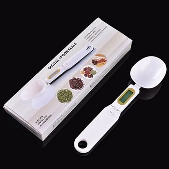 Generic 500g/0.1g Energy Saving Large Screen Display Portable Electronic Food Spoon Scale White