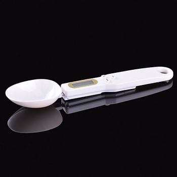 Generic 500g/0.1g Energy Saving Large Screen Display Portable Electronic Food Spoon Scale White