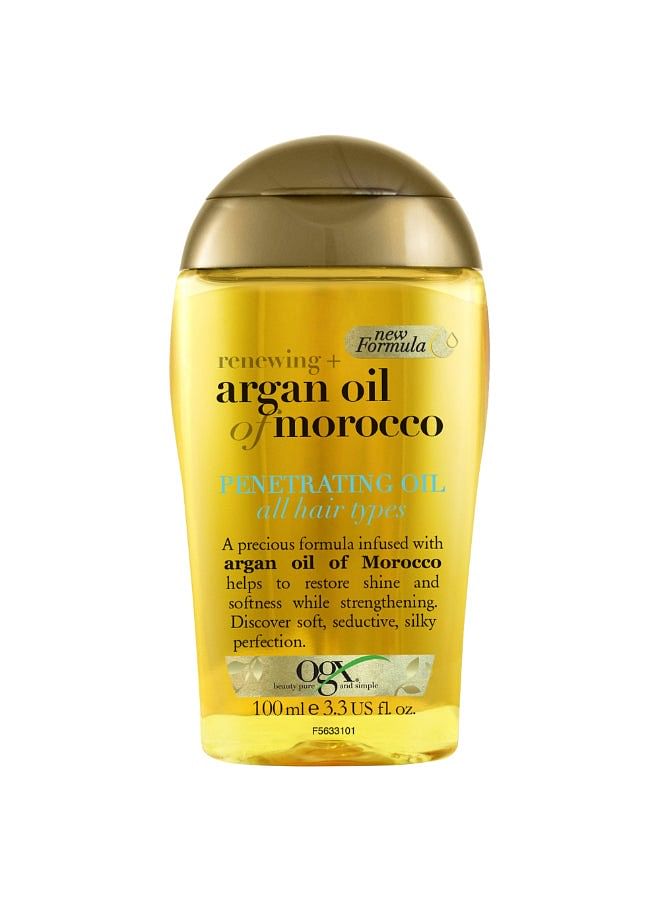 Ogx Hair Oil Renewing+ Argan Oil of Morocco Penetrating Oil All Hair Types New Formula 100ml