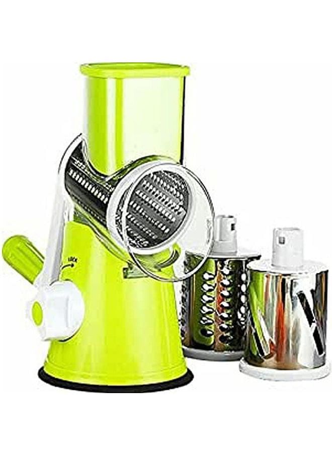 Vegetable Slicer Fruit Cutter Cheese Shredder Rotary Drum Grater Green