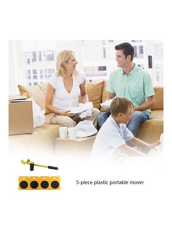 4-Piece Mover Roller With Wheel Bar Furniture Lifter Yellow