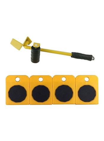 4-Piece Mover Roller With Wheel Bar Furniture Lifter Yellow