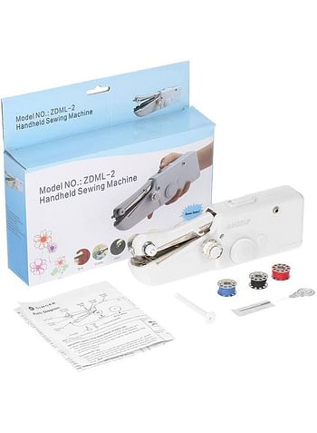 Anself Handheld Portable Mini Electric Sewing Machine Household Cordless 8YNTS36P White