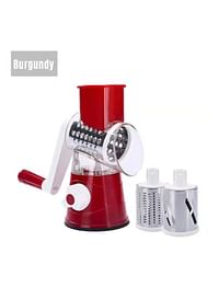 Multifunctional Vegetable Grater Rotary Cheese Grater Vegetable Slicer 3 Interchangeable Blades Easy Clean Rotary Grater Slicer For Fruit Vegetables Nuts Kitchen Gadgets Burgundy 24*12*19cm