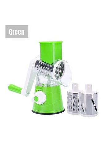 Multifunctional Vegetable Grater Rotary Cheese Grater Vegetable Slicer 3 Interchangeable Blades Easy Clean Rotary Grater Slicer For Fruit Vegetables Nuts Kitchen Gadgets Army green 24*12*19cm