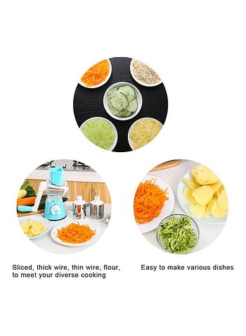 Multifunctional Vegetable Grater Rotary Cheese Grater Vegetable Slicer 3 Interchangeable Blades Easy Clean Rotary Grater Slicer For Fruit Vegetables Nuts Kitchen Gadgets Army green 24*12*19cm