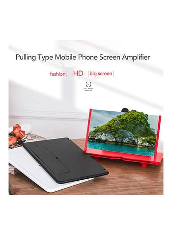 Foldable Magnifier 3D HD Mobile Phone Projector Screen For Movies Videos And Gaming White