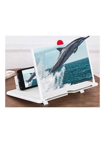 Foldable Magnifier 3D HD Mobile Phone Projector Screen For Movies Videos And Gaming White