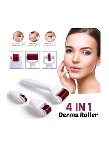 HTC 4-In-1 Derma Roller Skin Care Beauty Micro-Needle Kit Set White