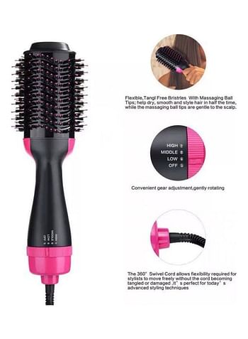 HTC One Step Hot Air Brush Dryer And Styler Black/Pink 35cm