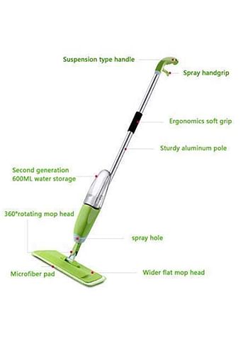 360 Degree Spray Mop Green/White/Black