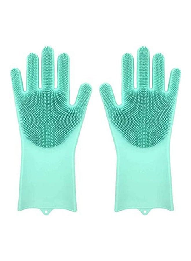 Wingenes Magic Washing Scrubber Heat Resistant Silicone Gloves Dish Washing Rubber Gloves Reusable Kitchen Household Brush For Cleaning Car Washing Pet Hair Care Green