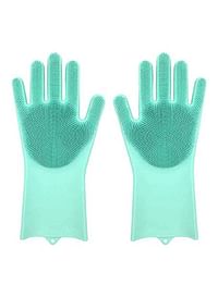 Wingenes Magic Washing Scrubber Heat Resistant Silicone Gloves Dish Washing Rubber Gloves Reusable Kitchen Household Brush For Cleaning Car Washing Pet Hair Care Green